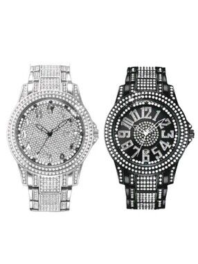 (2) Mens Iced Out Fully Covered  Simulated Diamonds (CZ) Quartz Movement Watch